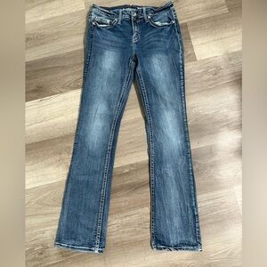 Miss Me Blue Boot Cut Jeans with Distressed Details